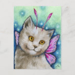 Dreamy - Cute Russian Blue Cat Fairy Art Postcard