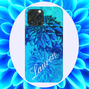 Dreamy Dahlia Delight in Beautiful Blues iPhone 13 Pro Max Case