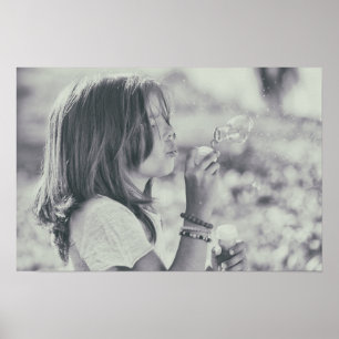 Dreamy Dandelion Moment – Black & White  Poster