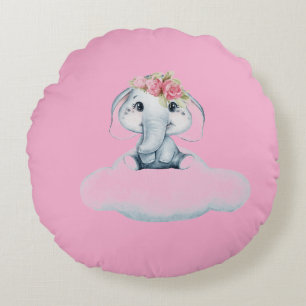 Dreamy Days with Rosie the Elephant Round Pillow
