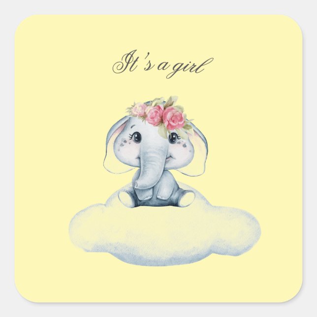 Dreamy Days with Rosie the Elephant. Square Sticker (Front)