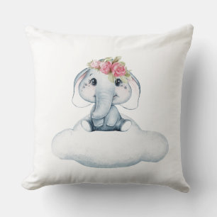 Dreamy Days with Rosie the Elephant. Throw Pillow