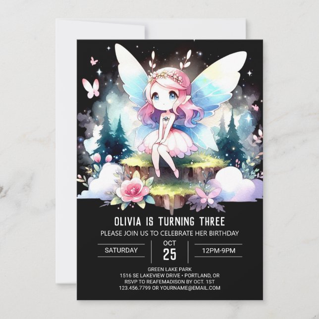 Dreamy Design Fairy Birthday Invitation (Front)
