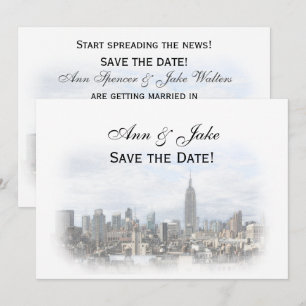 Dreamy Dk Gray NYC Skyline Save the Date H Invitation