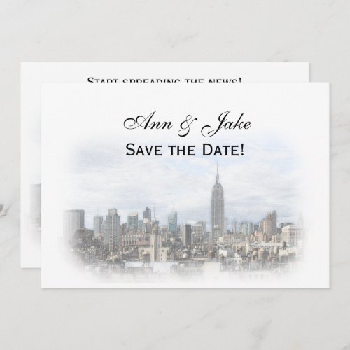 Dreamy Dk Gray NYC Skyline Save the Date H Invitation
