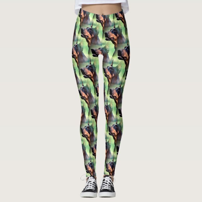Dreamy Doberman Pinscher Face Painting Leggings (Front)