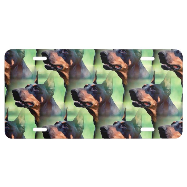 Dreamy Doberman Pinscher Face Painting License Plate (Front)