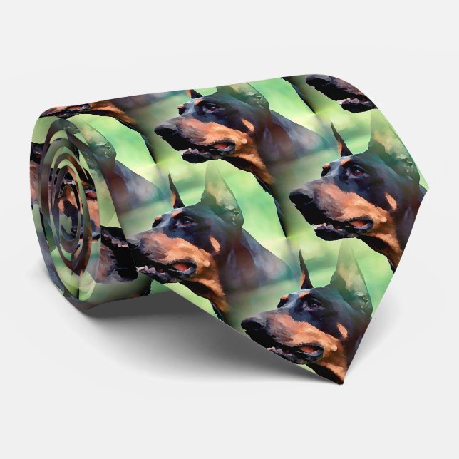 Dreamy Doberman Pinscher Face Painting Neck Tie (Rolled)