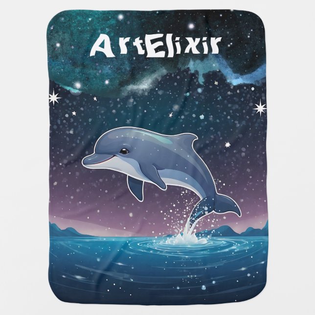 Dreamy Dolphin Print Baby Blanket (Front)