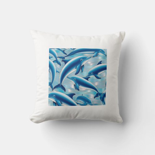 Dreamy Dolphin Waves Dive into Comfort and Magic Throw Pillow