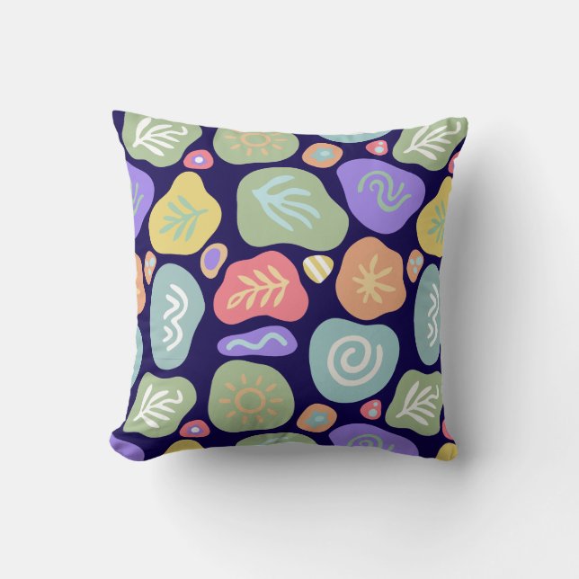 Dreamy Doodles – Vibrant Boho Nature Motif Design Throw Pillow (Front)