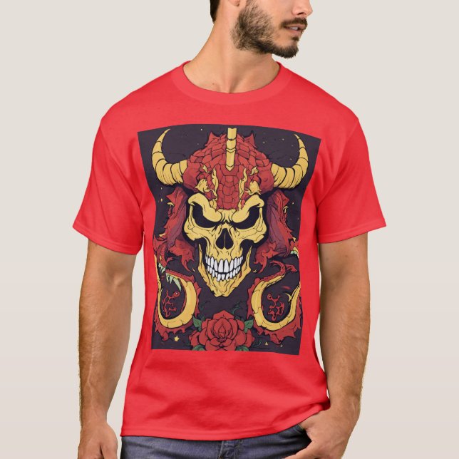 Dreamy Dragon Skull T-Shirt Design (Front)