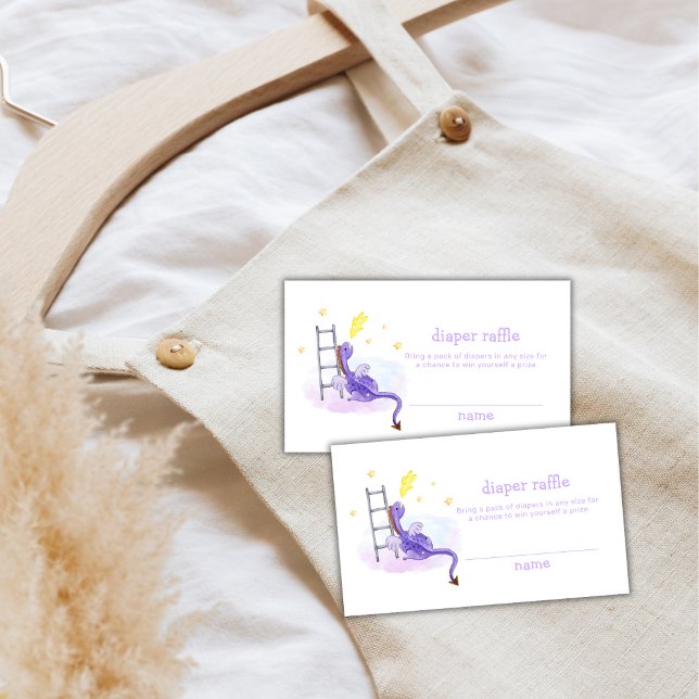 Dreamy Dragon Stars Diaper Raffle Baby Shower  Enclosure Card (Dreamy Dragon Stars Diaper Raffle Baby Shower Enclosure Card)