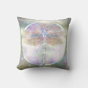 Dreamy Dragonfly “Messenger of Becoming Light” Throw Pillow