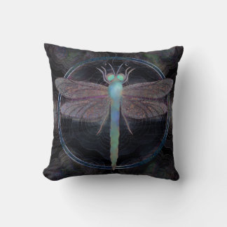 Dreamy Dragonfly “Messenger of Quantum Flight” Throw Pillow