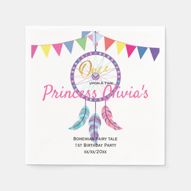 Dreamy Dreamcatcher Birthday Celebration Napkins (Front)