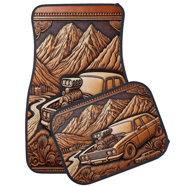 Dreamy Drive with 1980s Muscle Car Car Floor Mat (Set)