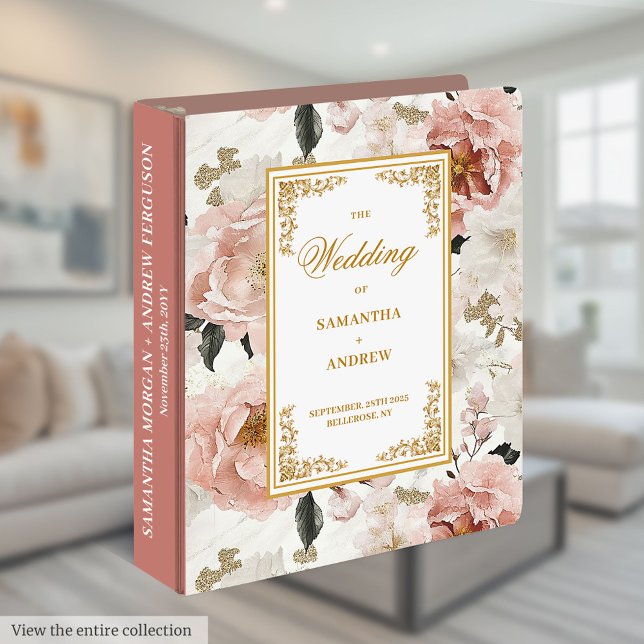 Dreamy dusty pink floral wedding memory album 3 ring binder (Dreamy dusty pink floral wedding memory album 3 ring binder)