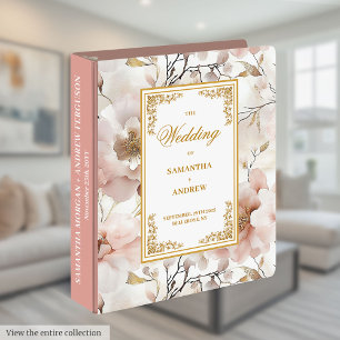 Dreamy dusty pink floral wedding memory album 3 ring binder