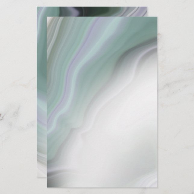 Dreamy Dusty Sage Agate Blank Stationery (Front/Back)