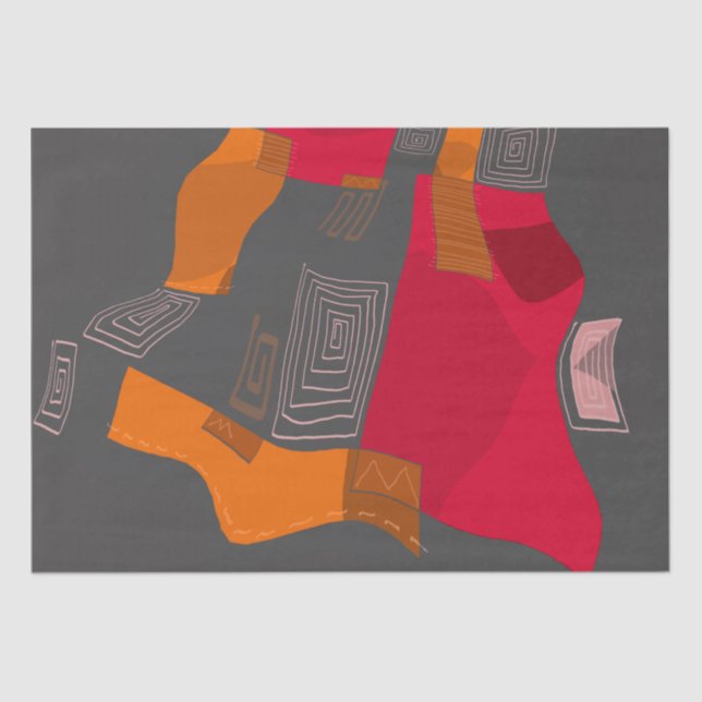 Dreamy Egyptian Collage - Red Orange Gray Tissue Paper (Front)