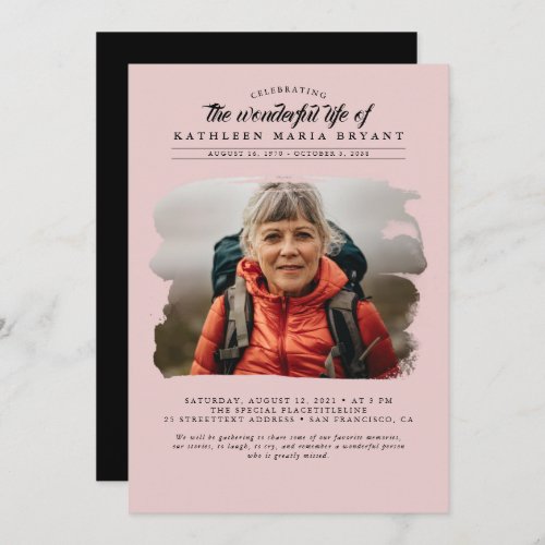 Dreamy Elegant Celebration of Life Funeral Photo Invitation