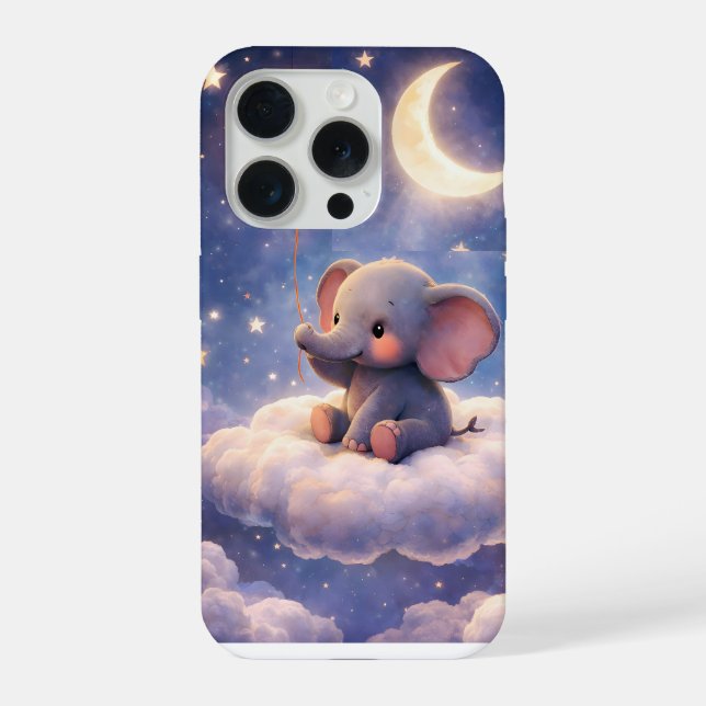 Dreamy elephant and moon iPhone 15 Pro Slim Case (Back)