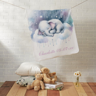 Dreamy Elephant Cloud Baby Pink Blanket