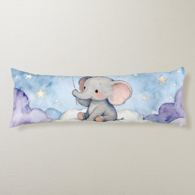 Dreamy elephant watercolour body pillow (Front)