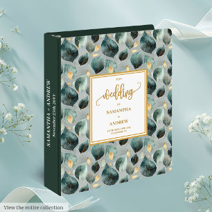 Dreamy Emerald Gold Greenery Wedding Ring Binder