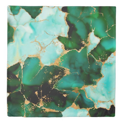 Dreamy Emerald inks and Gold Duvet Cover