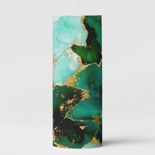 Dreamy Emerald inks and Gold Pillar Candle
