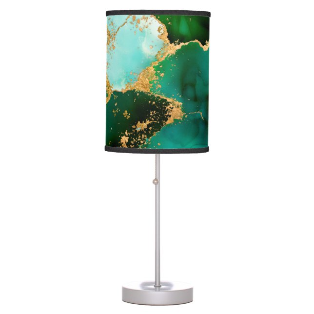 Dreamy Emerald inks and Gold Table Lamp (Front)