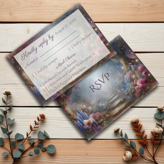 Dreamy Enchanted Floral Forest Wedding RSVP Card (Creator Uploaded)