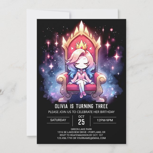 Dreamy Enchanted Princess Birthday Invitation (Front)