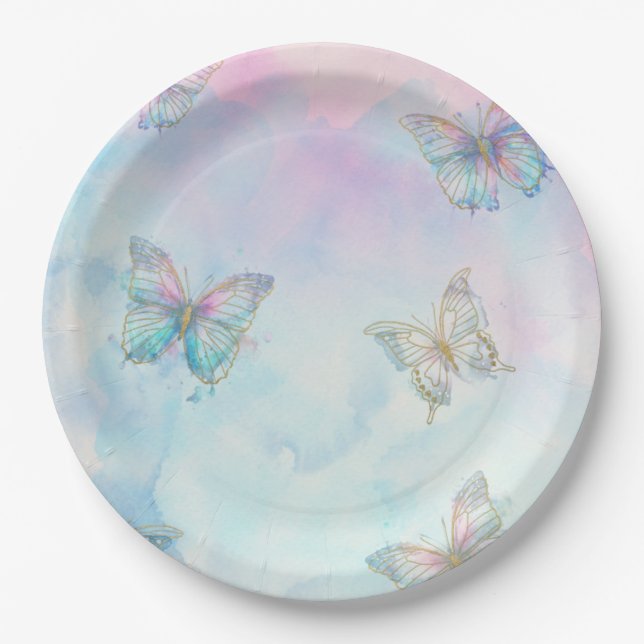 Dreamy Enchanted to Meet You Butterfly Paper Plates (Front)