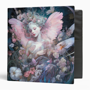 Dreamy Fairy Girl Pink Blue Fantasy Art 3 Ring Binder