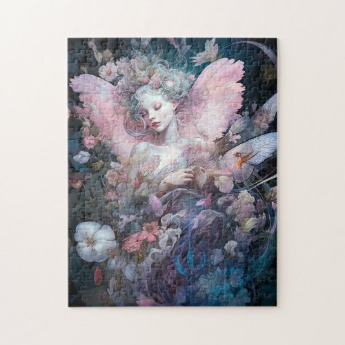 Dreamy Fairy Girl  Pink Blue Fantasy Art Jigsaw Puzzle