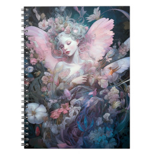 Dreamy Fairy Girl Pink Blue Fantasy Art Notebook