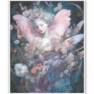 Dreamy Fairy Girl Pink Blue Fantasy Art Sticker