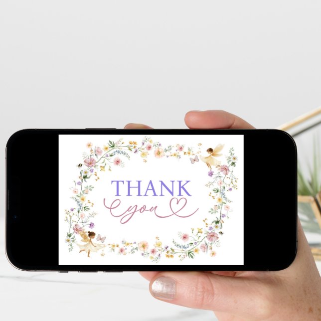 Dreamy Fairy Pastel Wildflowers Thank You Card (Front Digital)
