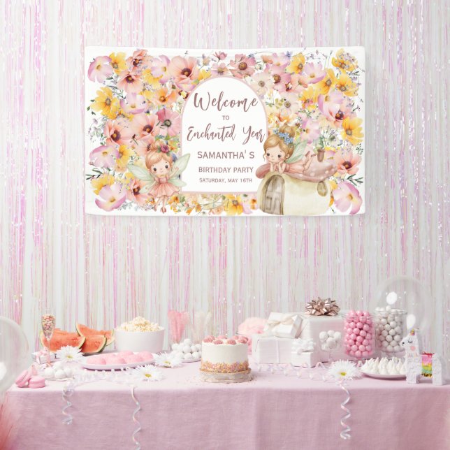 Dreamy Fairyland First Birthday Welcome  Banner (Party)