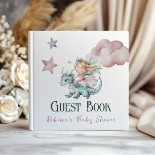 Dreamy Fairytale Dragon Pink Princess Baby Shower  Guest Book