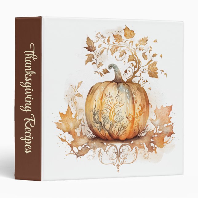 Dreamy fall decoration with pumpkin and leaves  3 ring binder (Front/Spine)