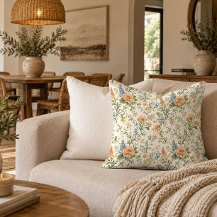 Dreamy Fall Floral Cottagecore Pastel Accent Pillo Throw Pillow