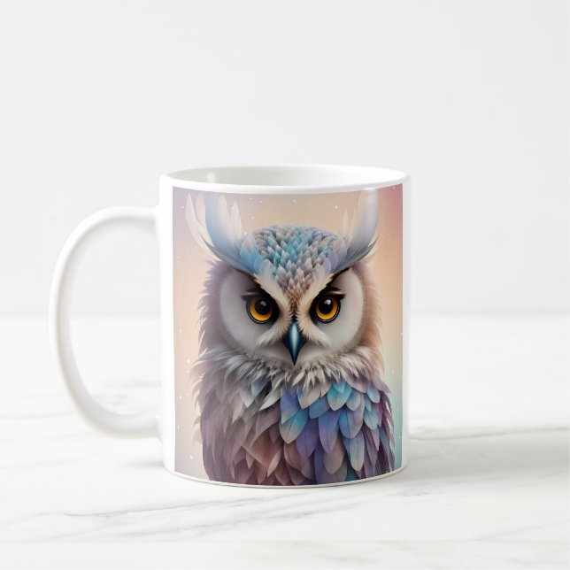 Dreamy Fantasy Owl Soft Pastel Colors Coffee Mug (Left)