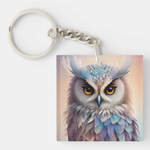 Dreamy Fantasy Owl Soft Pastel Colors Keychain