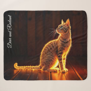 Dreamy feline art gold cat portrait lovely pets sherpa blanket
