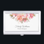 Dreamy Feminine Watercolor Floral Bouquet Business Card Case<br><div class="desc">This charming business card holder design features a dreamy watercolor bouquet of pink, peach and salmon blossoms with trailing greenery and berries. It's a beautiful choice for many professions. Shown here as a Floral Designs professional, this design works beautifully for wedding and event planners, spas and salons, makeup artists, hospitality...</div>