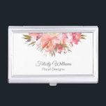 Dreamy Feminine Watercolor Floral Bouquet Business Card Case<br><div class="desc">This charming business card holder design features a dreamy watercolor bouquet of pink, peach and salmon blossoms with trailing greenery and berries. It's a beautiful choice for many professions. Shown here as a Floral Designs professional, this design works beautifully for wedding and event planners, spas and salons, makeup artists, hospitality...</div>